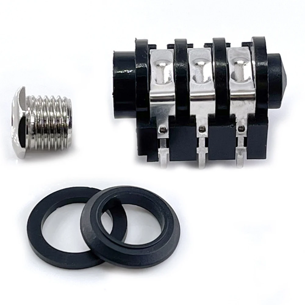 10 szt. Audio Jack 6.35mm PJ-609B gniazdo wzmacniacza mocy 4pin/6pin mikrofon Audio baza Audio nakrętka miedziana interfejs podwójny kanał — zdjęcie produktu 6