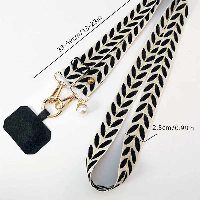 Adjustable Long Mobile Phone Lanyard Crossbody Card Neck Cord Clip Hang Lanyard Pearl Hanging Ornaments Charm Anti-lost Lanyard