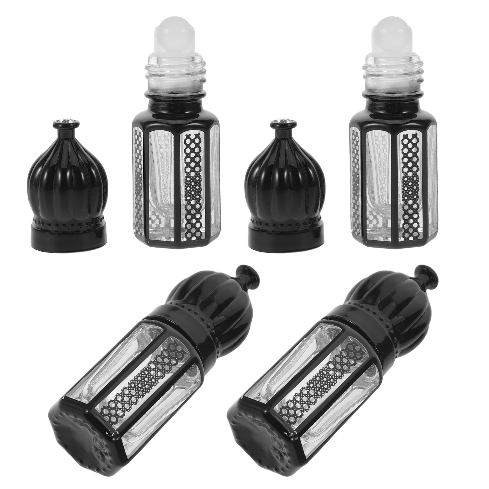 

4Pcs Glass Essential Oil Roller Bottles Refillable Empty 3ml Travel Perfume Dispenser Leakproof Roll on Body Oil Aromatherapy