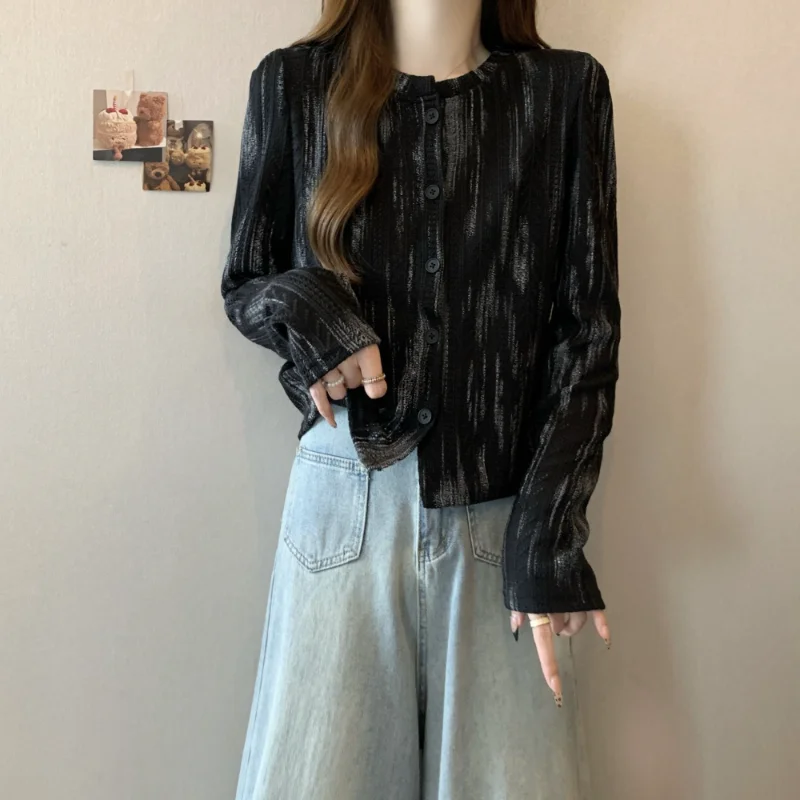 Ink Tie-dye Sweater Long-sleeved Women's Jacket Hollow Top
