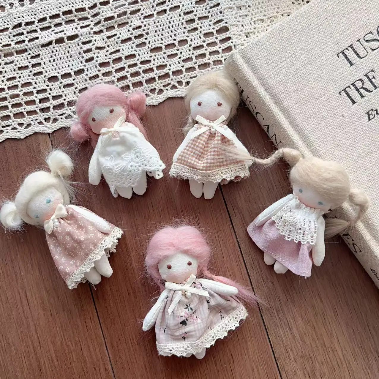 Versatile Girl Doll Plush Brooch Key Ring Purse Hanger for Hair Hat Bag Embellishment Spring Handmade Cute