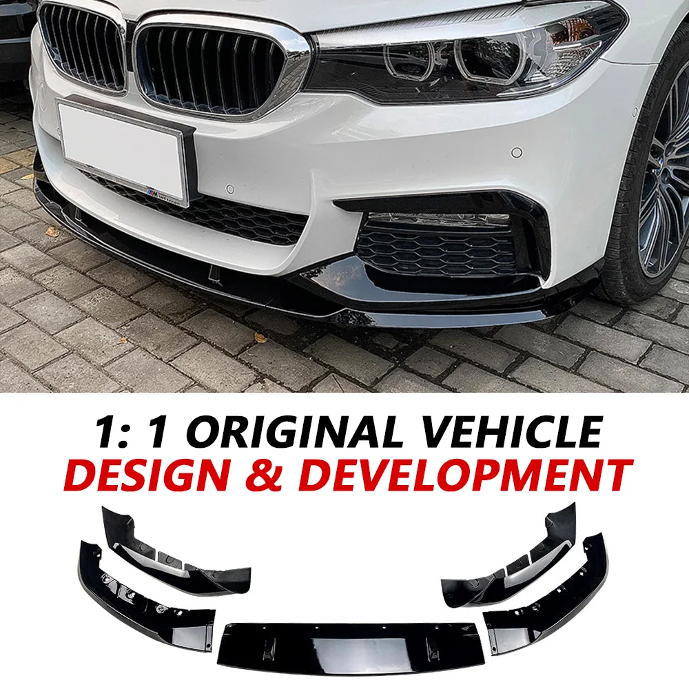شفة ممتصة للصدمات الأمامية لسيارات BMW 5 Series G30 M Sport 2018-2020 لامعة سوداء شفة ممتصة للصدمات سبويلر ملحقات الشفة الأمامية تحديث السيارة #3