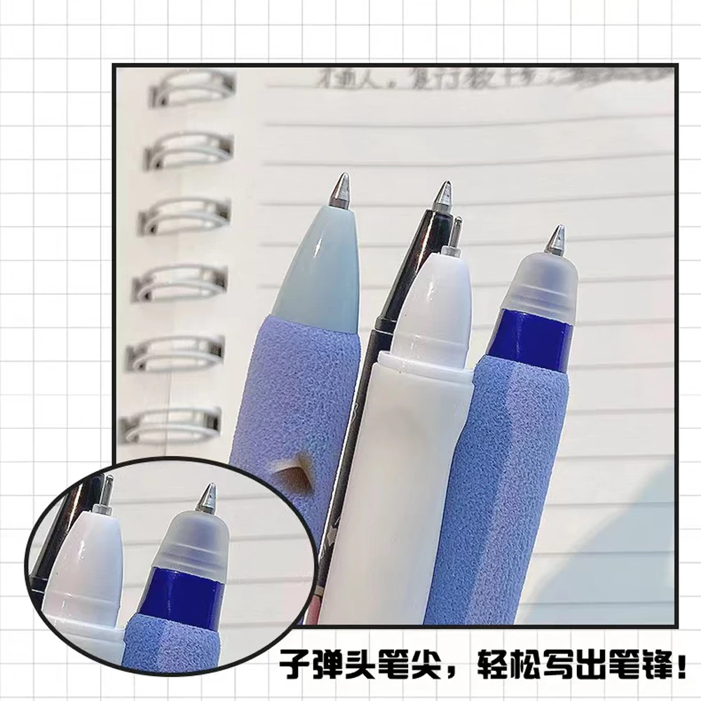 4Pcs Erasable Pen Soft Pen Grip Quick Drying Black Blue Ink Pen Set School Supplies Aesthetic Pens Japanese Kawaii Stationery