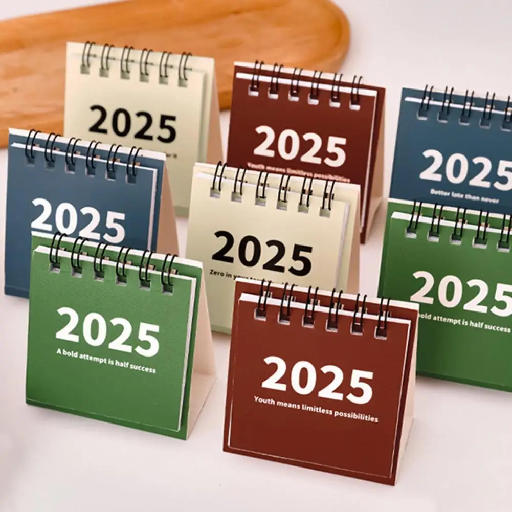 Future Date Display 2025 Mini Desk Calendar Set Portable School Office Stationery Learning Planner Desktop Calendar Decor Kit