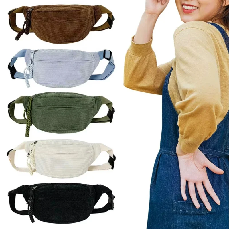 

Corduroy Travel Crossbody Bag Large-capacity Lightweight And Versatile Chest Bag Casual And Simple Single-shoulder Bag