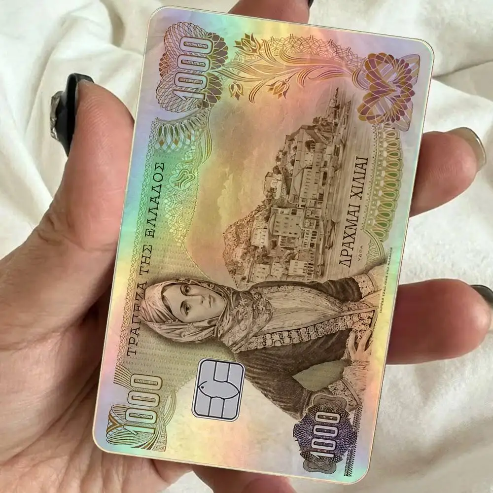 Dollar Money 4Pcs Holographic Laser Card Stickers - Rainbow Shimmer Waterproof Skin For Credit & Bank Cards