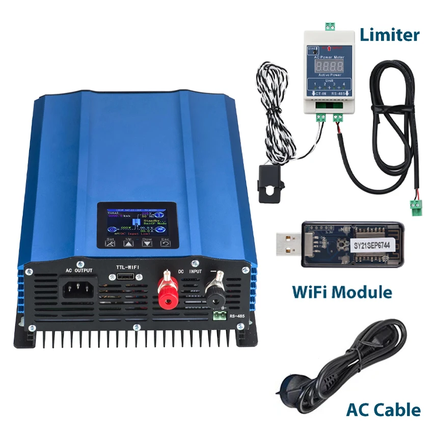1KW 1200W Grid Tie Solar Inverter Batterijontlading DC 24V 26-45V/48V 55-90V PV Panelen Ingang naar AC 220V Met LCD Limiter