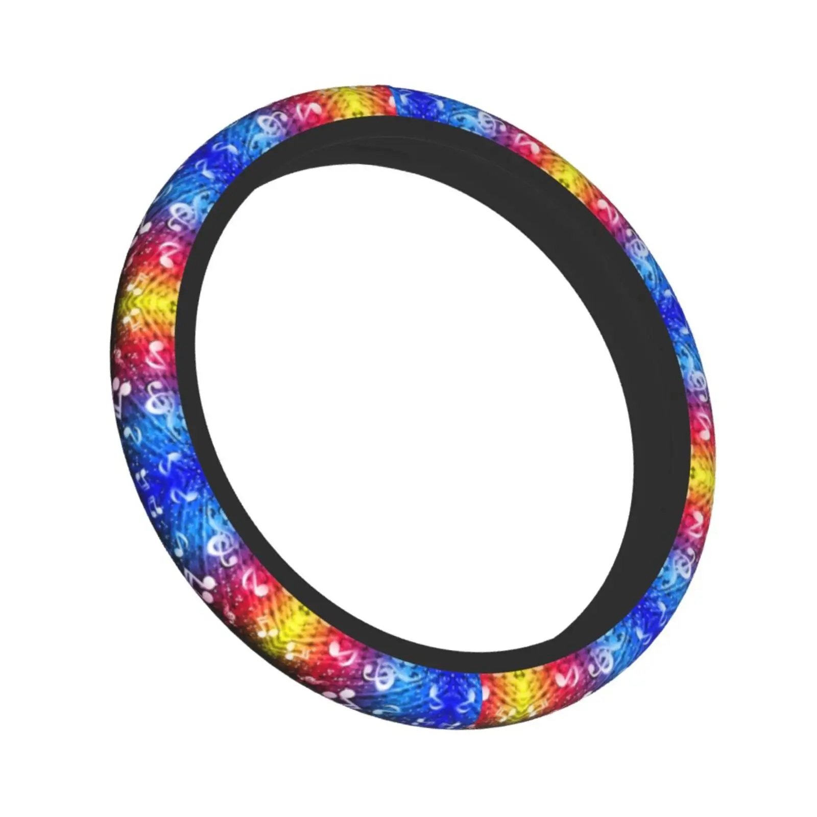 Funny Musical Note Personality Pattern Printed Car Steering Wheel Cover 37-38 Anti-slip Colorful Auto Decoration Car Accessories