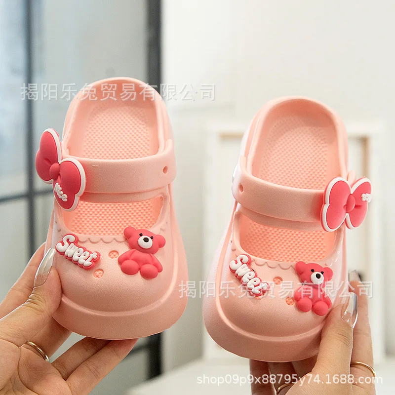

Тапочки-сандалии для дома и улицы, нескользящие, с закрытым носком, на толстой подошве, летние, для девочек и женщин, мягкие, детские