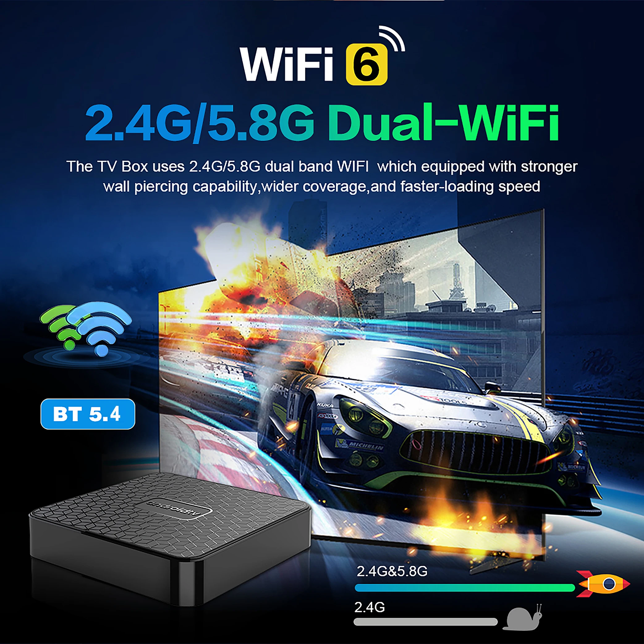 RK3518 Android TV Box Hulu Google Play TikTok Ready Smart Voice Control Dual-Band 2.4G/5G Wi-Fi 4K HDR Media Streamer Bluetooth