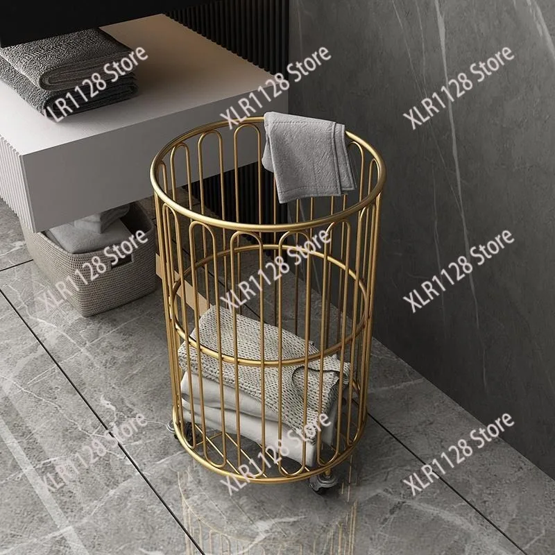 Modern Nordic Style Gold Dirty Clothes Basket Large Capacity Laundry Storage Organizer