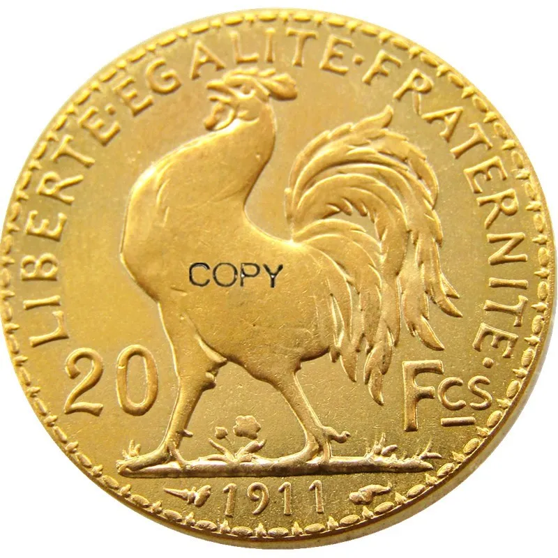 1911 France 20 Francs Rooster Gold Plated Copy Coin