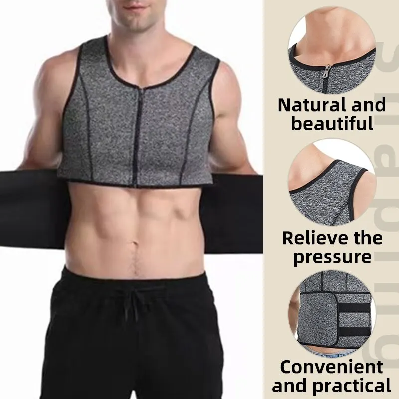 Men Neoprene Shapers Vest Body Shaper Tank Tops L XL XXL Black Gray Waist Training Slim Weight Loss Zipper For Sauna Suit