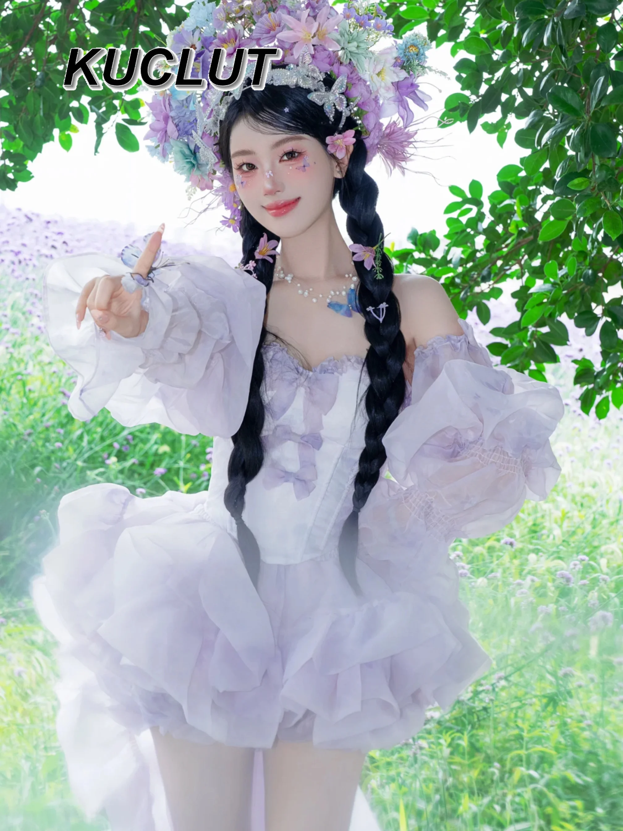 2025 Nieuwe elegante jurk Lolita prinses stijl verjaardag tube top en rok set met trailing mode elegante damesoutfits