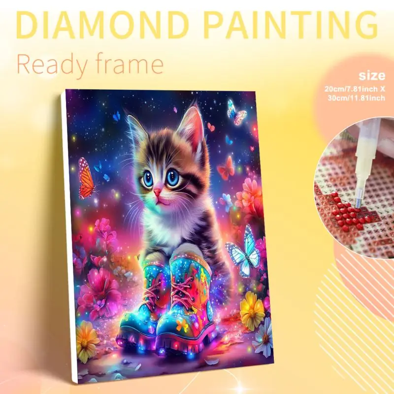 

Набор для алмазной вышивки PhotoCustom: Картина с кошкой в рамке, Алмазное искусство, Наборы для алмазной вышивки с животными (круглые/квадратные стразы), Декор для гостиной
