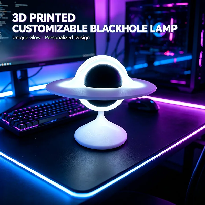 Black Hole Table Lamp Personalized Night Light Sci‑Fi Ornament Customizable By Images For Bedroom Gaming Room Home Indoor Decor