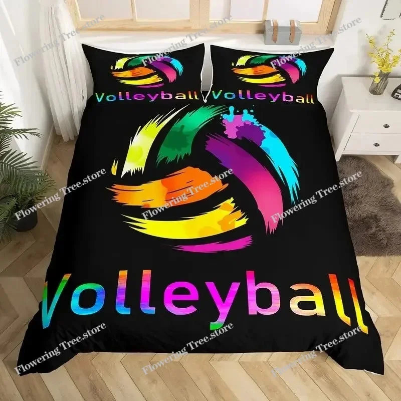 

Volleyball Duvet Cover Set Ball Sports Theme Bedding Set for Boys Teens Bedroom Decor Black Comforter Cover