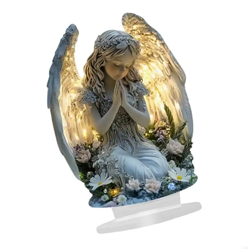 37ME Healings Angel Figurines Acrylic Praying Angel Sculpture Guarder Angel Statue