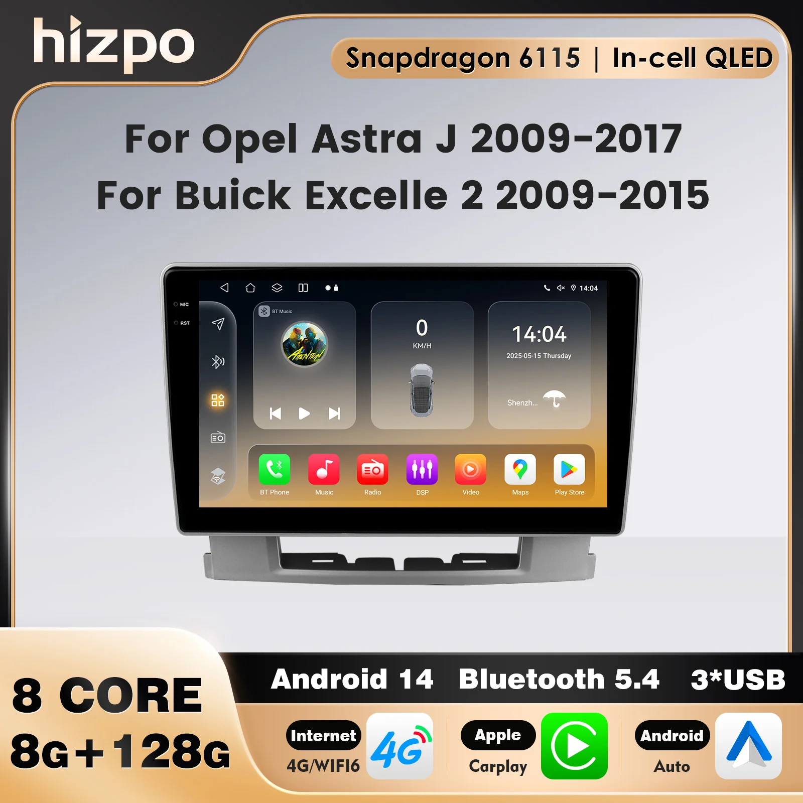 Octa Core 4G LTE Autoradio para Opel Astra J 2009-2017 Buick Excelle 2 2009-2015 reproductor Multimedia inalámbrico Carplay WIFI GPS