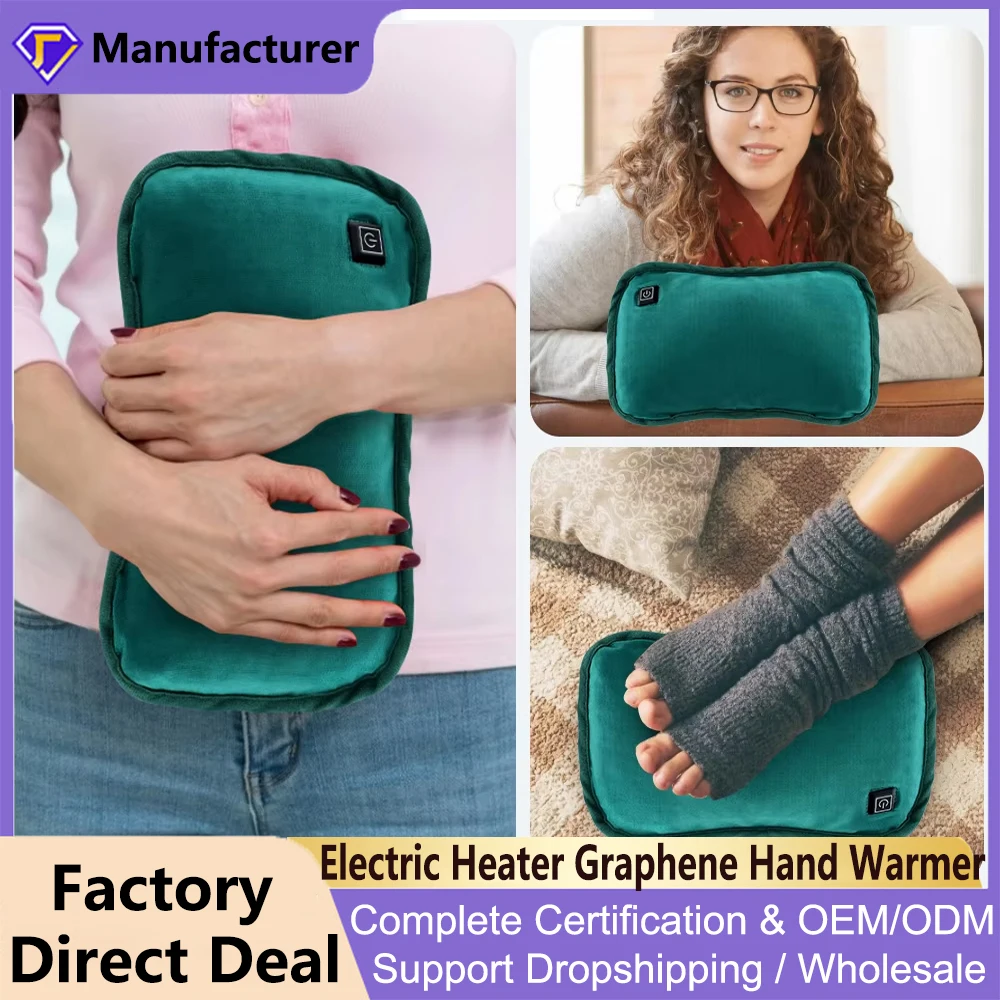 Hand Warmer 1 Min Heating Electric Heater Graphene Heating Flannel Bag Winter Feet Belly Portable Foldable Office Home USB