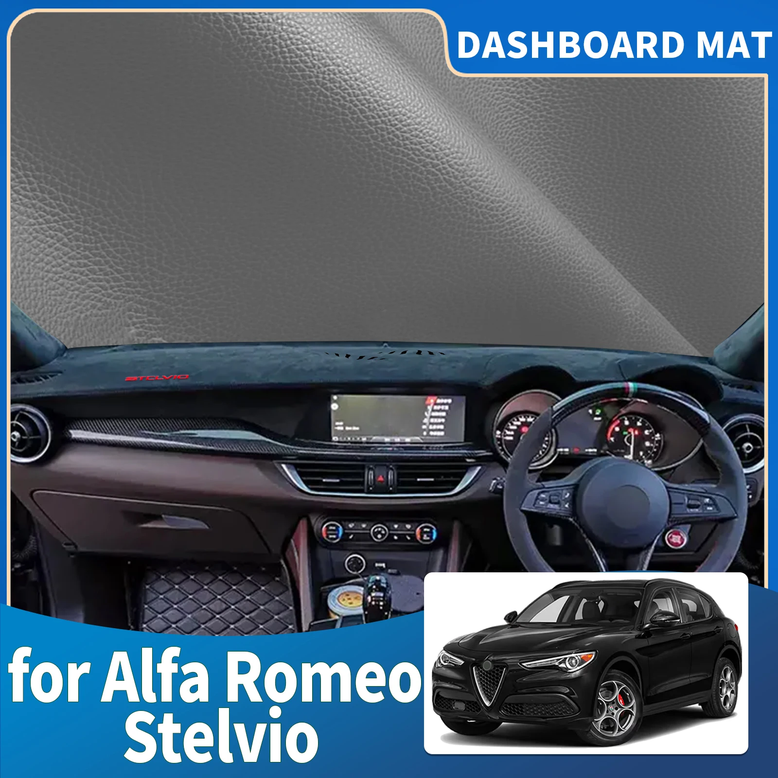 fit for Alfa Romeo Stelvio 2017 2018 2019-2024 Accessories Car Dashmat Dashboard Cover Pad DashMat Sunshade Protective Carpet