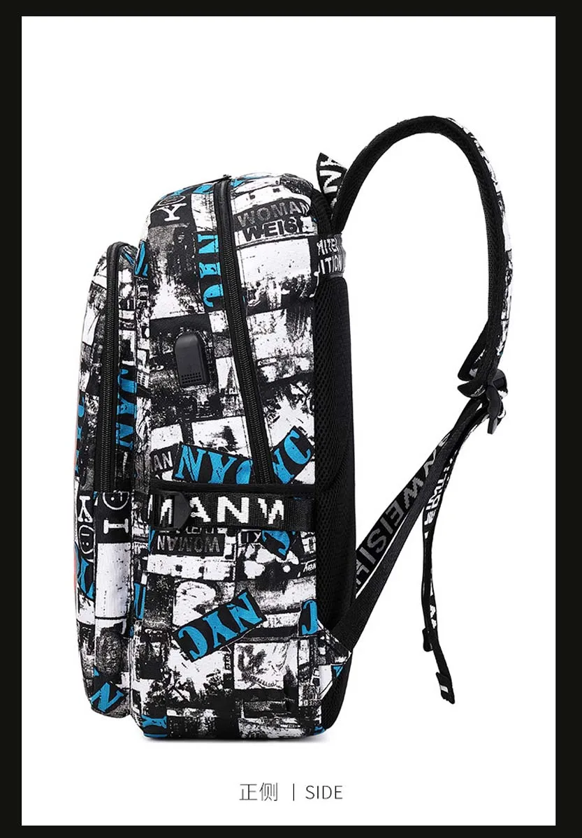 Primary school children's backpack Shark personality pattern printed large capacity lightweight simple backpack cartoon