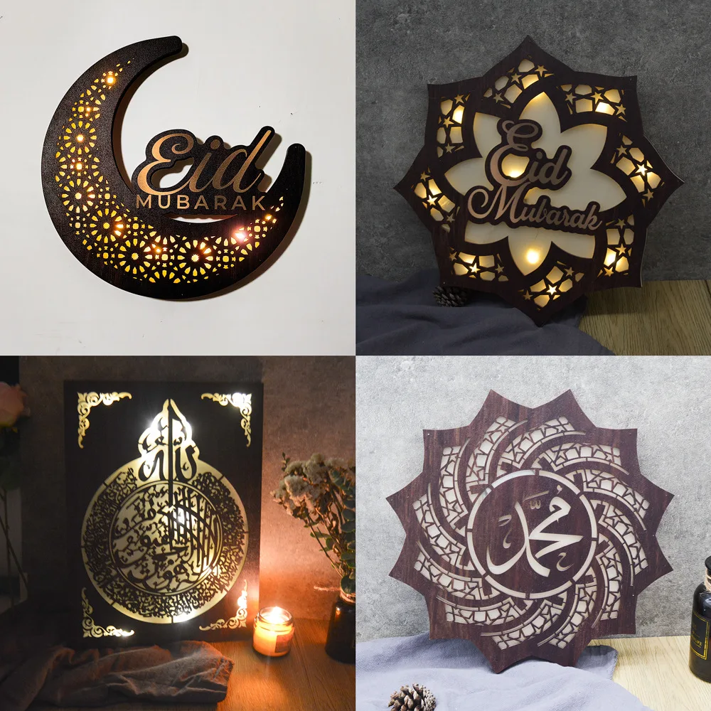 Ethnic style wall decoration Wood luminous moon 5mm+3mm wood composite wall sticker room decor aesthetic