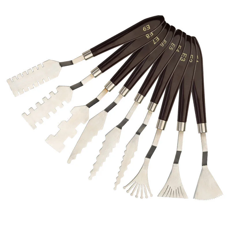 9-piece oil painting texture knife Special-shaped knife Paint scraper serrated palette knife