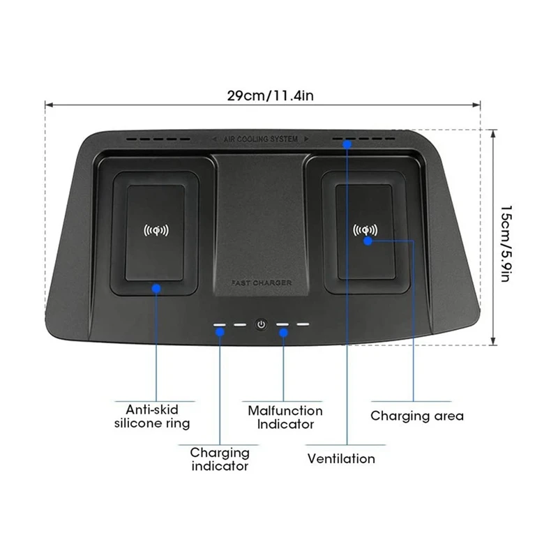 15W Wireless Charger For Toyota Highlander 2015-2019 Charging Pad Quick Charge Phone Mount Holder Replacement