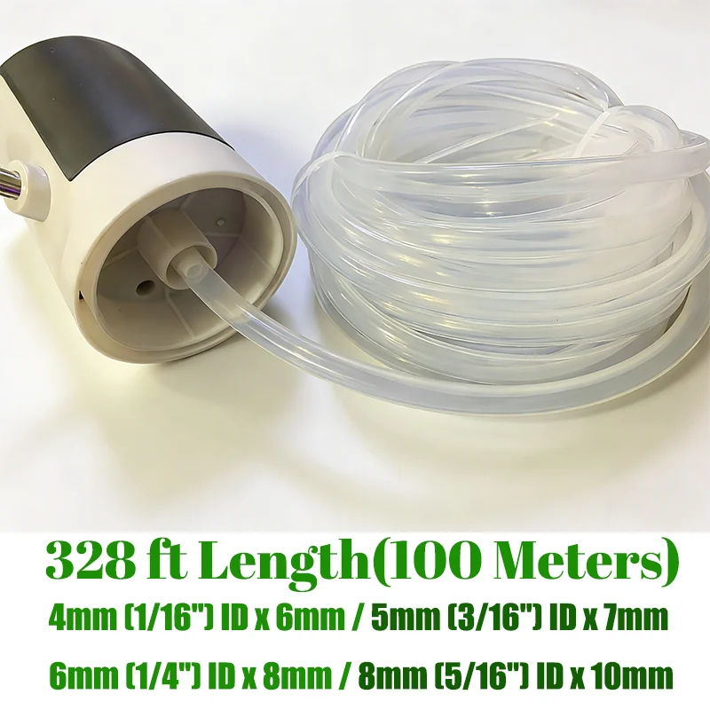 

Силиконовая трубка 328 футов (100 м), 4/6/8 мм, прозрачная, пищевая, гибкая, высокотемпературная, для домашнего пивоварения, передачи воздуха и жидкостей, аквариумов, мягкий шланг