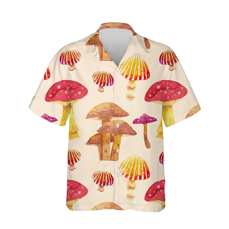 Cool 3D Printed Mushroom Floral Hawaiian Shirt For Men Summer Streetwear Casual Beach Shirt Blouses Short Sleeve Male Clothing