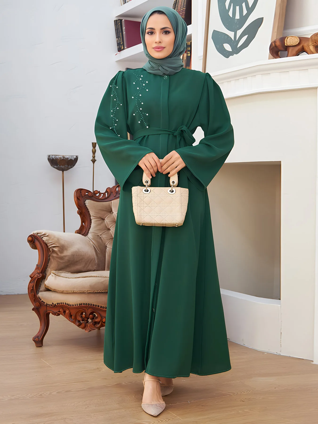 

Abaya for Fashion Muslim Women Diamond Open Kimono Long Maxi Dress Turkey Arab Islamic Party Eid Ramadan Dubai Jalabiya Clothing