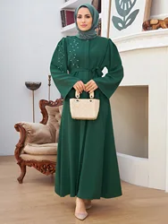 Abaya for Fashion Muslim Women Diamond Open Kimono Long Maxi Dress Turkey Arab Islamic Party Eid Ramadan Dubai Jalabiya Clothing