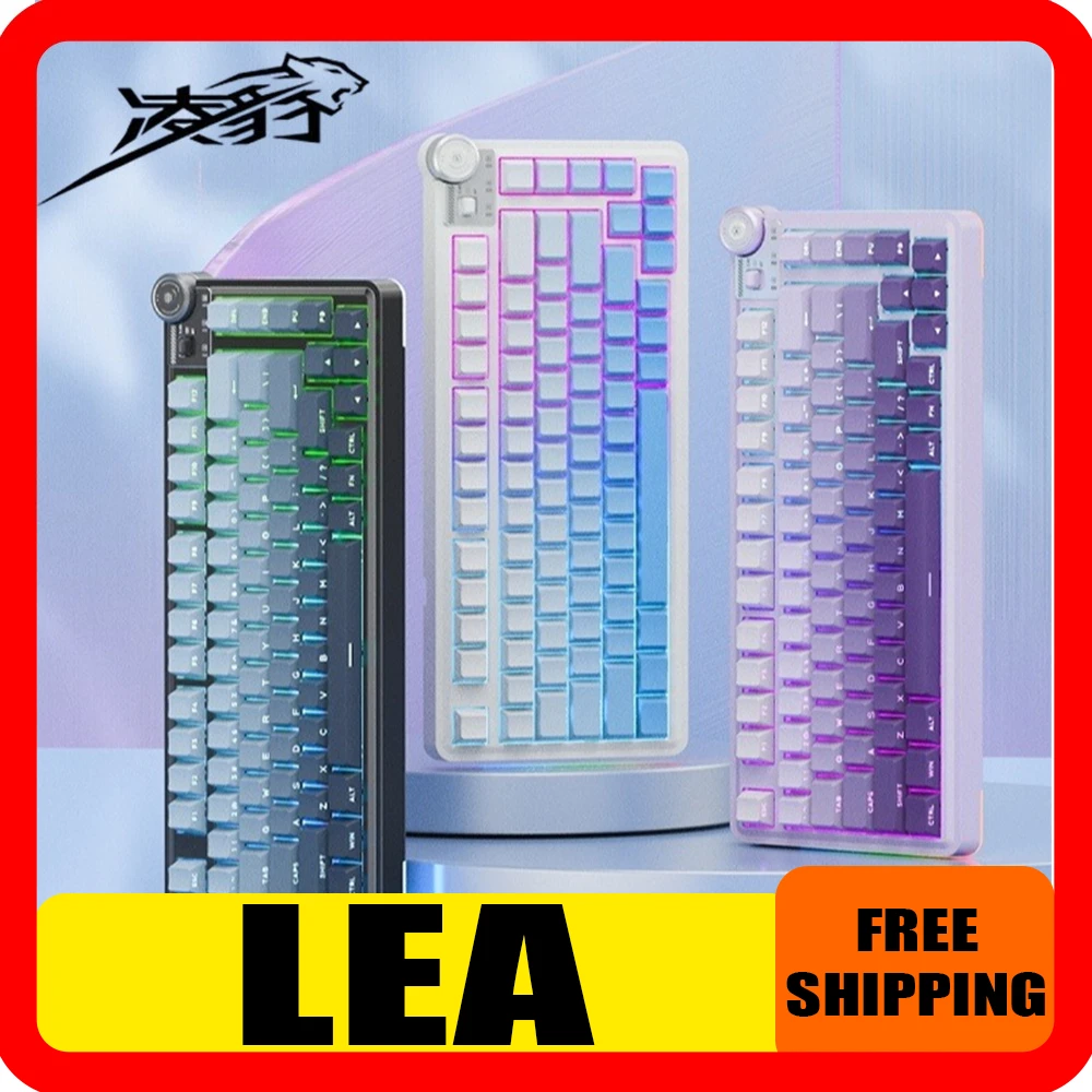 

Ling Bao MK75 Side Engraved 81 Key Keyboard 3mode Connection Full Key Hot-swap Multi-function Spin Button Cool Backlight Effect