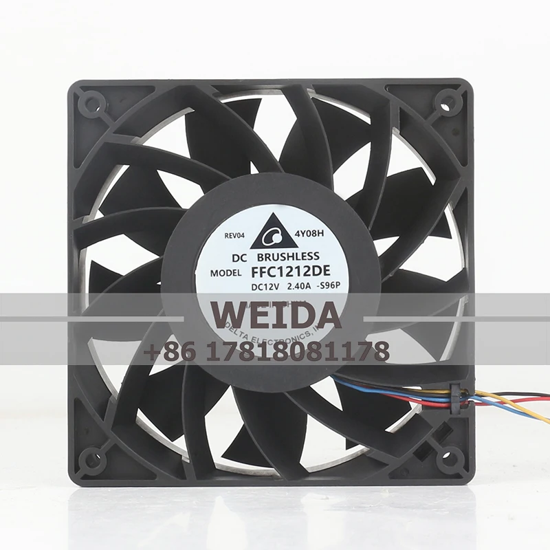 

Вентилятор охлаждения Delta 12038 120x120x38 мм 12 см DC12V 2.40A с регулировкой скорости PWM, сверхмощный, для серверов FFC1212DE
