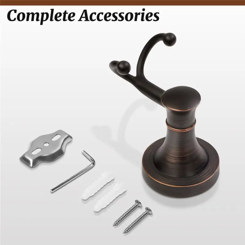 AS94-Bronze Towel Hooks, Bathroom Robe Hook Oil Rubbed, Heavy Duty Double Towel Hooks Bath Farmhouse Coat Clothes Hook