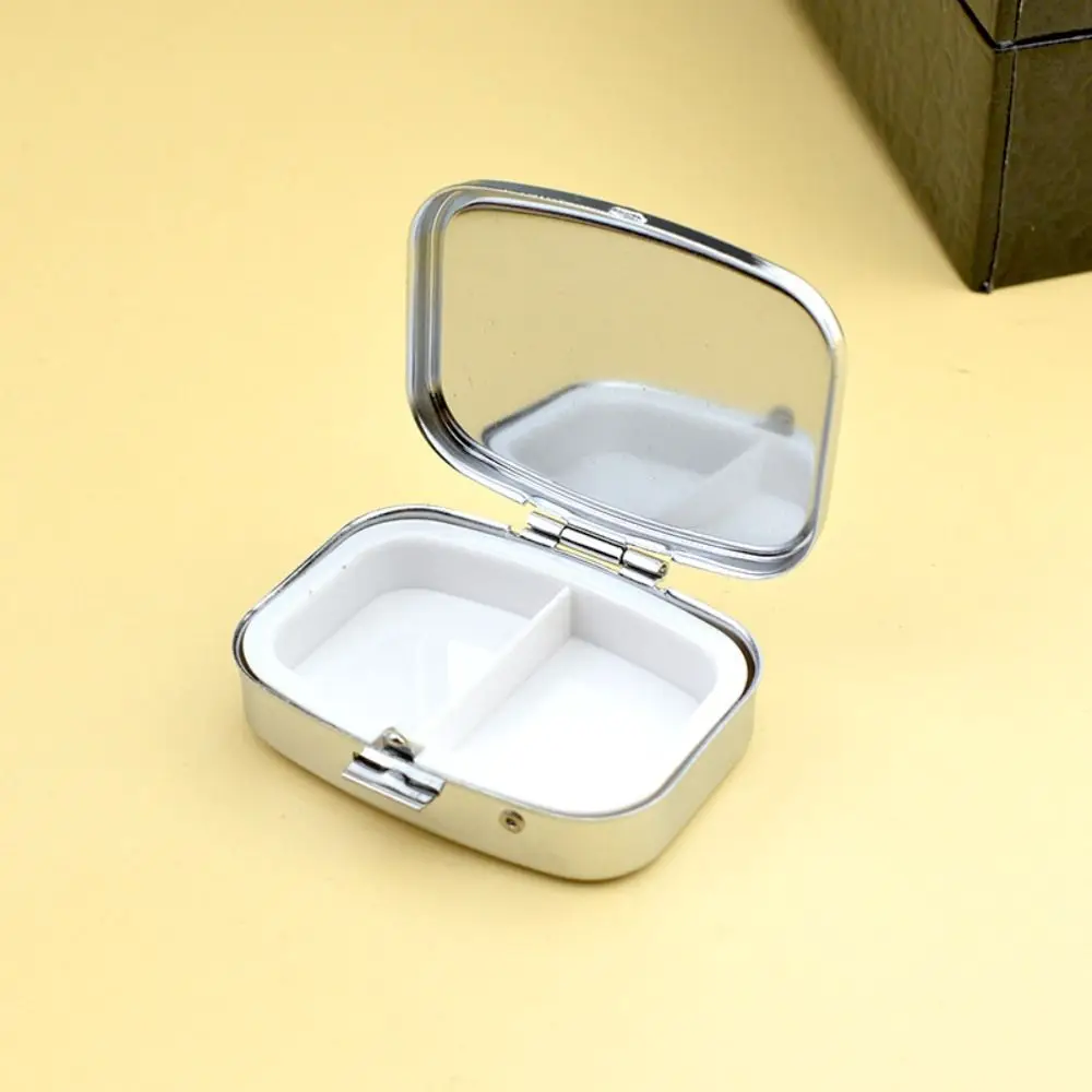 Portable Metal Tablet Box Leak-Proof Round Pill Organizer Compact Earrings Case Travel