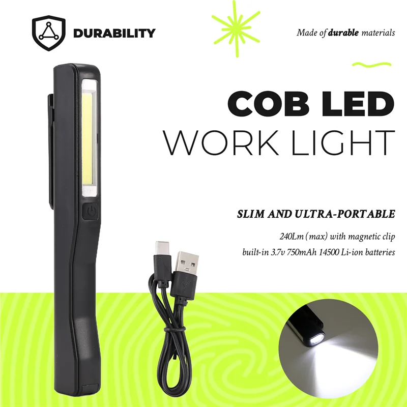 【Flash Sale】Rechargeable LED COB Portable Camping Work Inspection Light Lamp Hand Torch Magnetic For Household Workshop Automobi