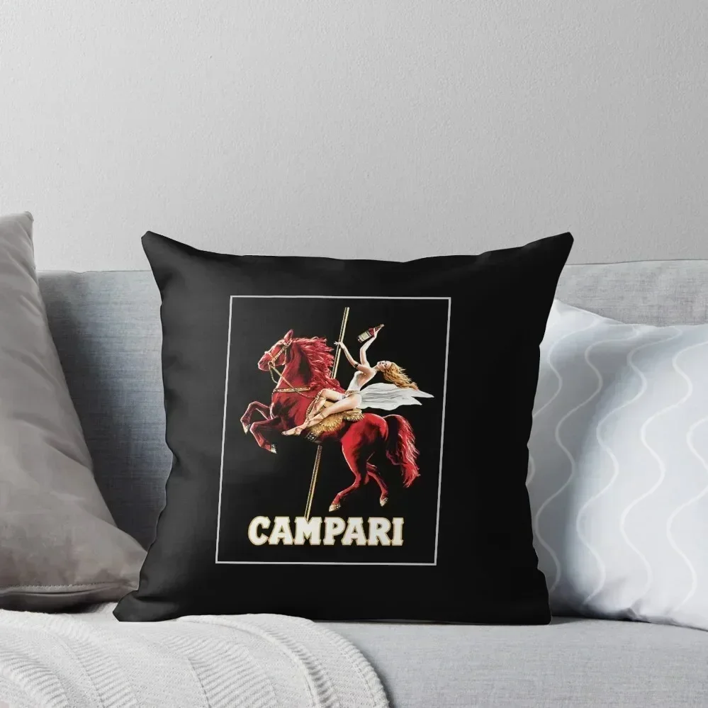 Vintage Campari Wine and Liquor Spirits Red Horse Art Print Throw Pillow luxury sofa pillows Cushions Home Decor pillow