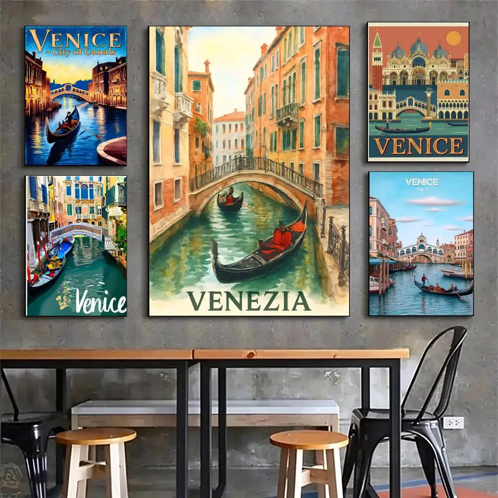 pattern Venice Gondola Poster Poster HD Printing Vintage Luxe Home Decor Wall Art for the Living Rooms Entryways Gift