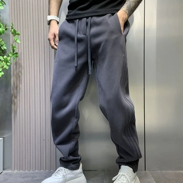 ey سروال هارلان كاجوال مستقيم الساق للرجال ملابس رياضية فضفاضة ملونة للخريف والشتاء مقاس كبير 250 Pou Harlan Trou...