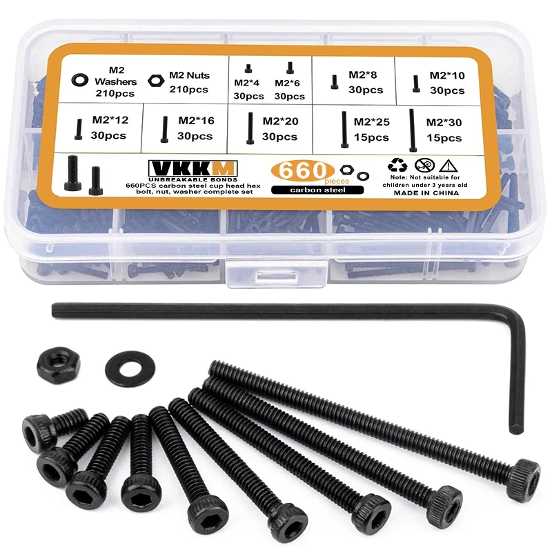 Полный набор гаек и болтов для деревообработки Полный Rez M2 X 4/6/8/10/12/16/20/25/30 мм Ассортимент шестигранных гаечных кл...