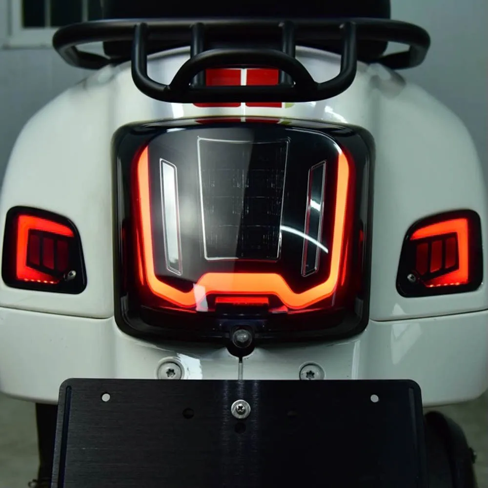 لفيسبا GTV300 Sei Giorni gtv 300 GTS300 GTS 300 دراجة نارية مصباح ليد خلفي الفرامل الخلفية تشغيل ضوء سموكي عدسة سوداء الضوء الخلفي #5