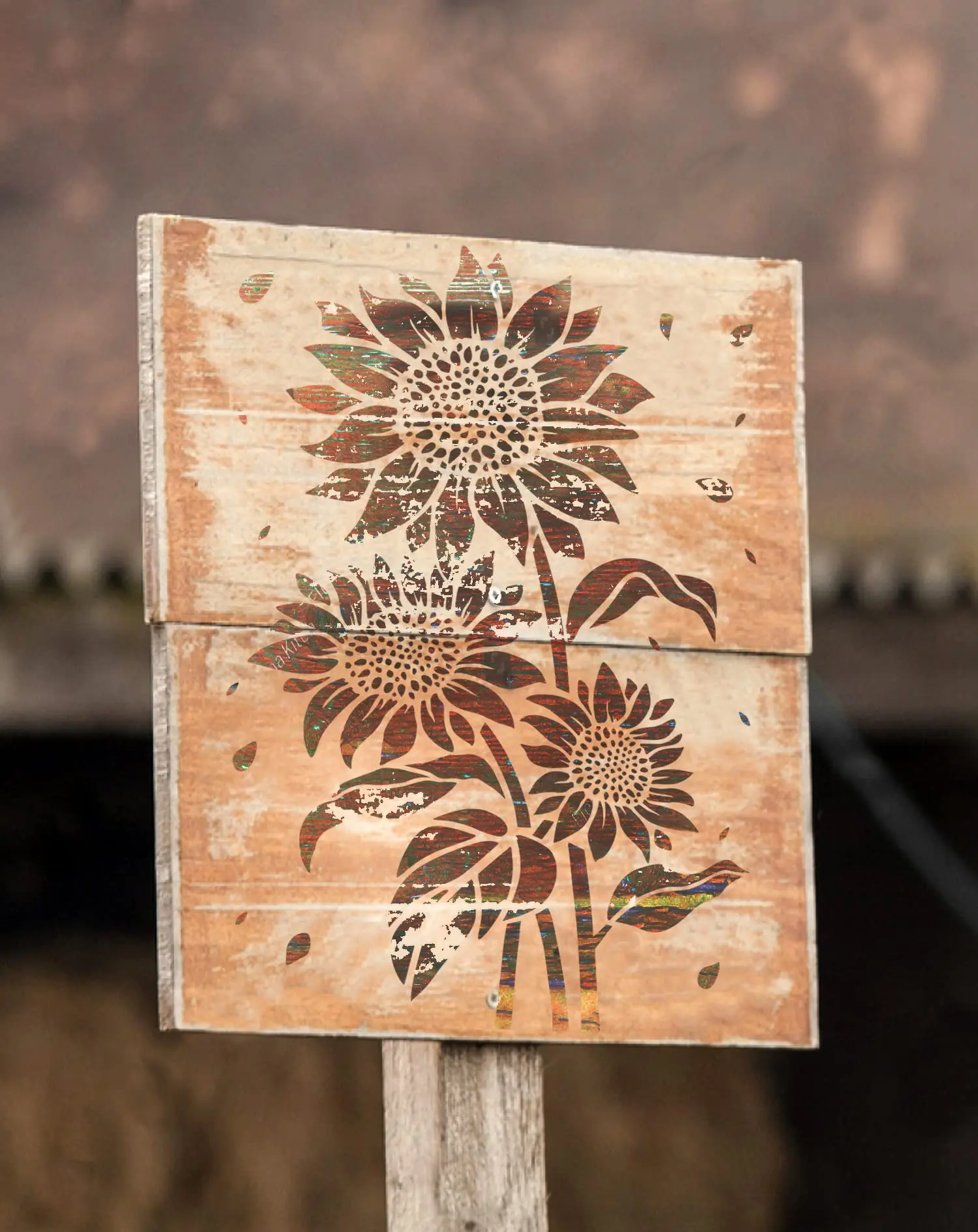 قالب رسم عباد الشمس DIY قابل لإعادة الاستخدام بحجم A4 للمنزل والحديقة وديكورات الزهور أداة رسم فنية خشبية خارجية