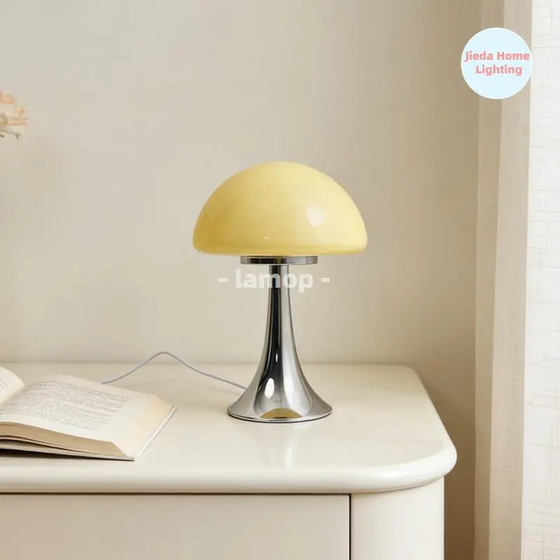 Jellyfish Dome Glass Table Lamp Coastal Modern Bedside Lamp 3 Color Temperature Bedroom Living Room Decor Table Lamp