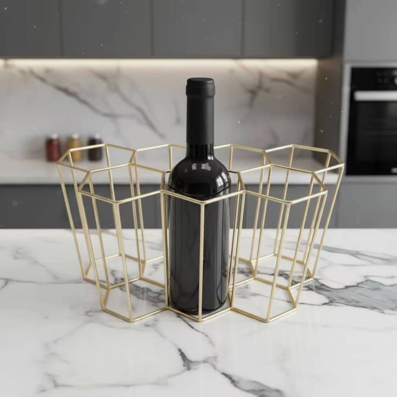 Hexagonal Wine Rack Modern Wine Rack with Geometric Design Decorative Minimalist for Home Hosts, Countertop, Kitchen