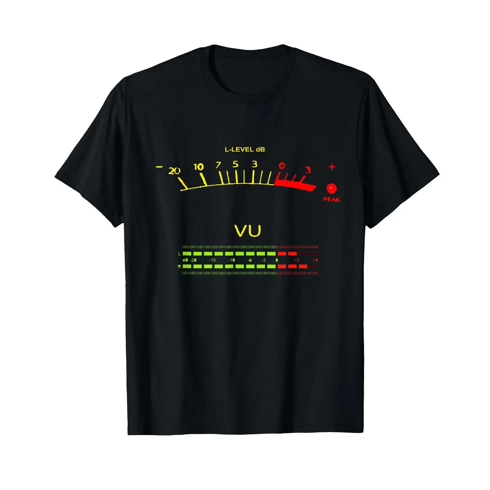 Retro VU Meter Vintage Hi Fi Audio Stereo Music Sound T Shirt vintage Washed Top For Everyday Wear Comfortable Stretched