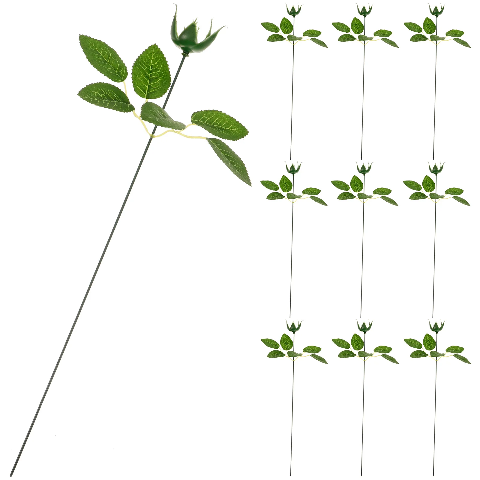 

1 set Artificial Flowers Stems Leaves DIY Kit Plastic Calyxes Floral Arrangement Supplies Lifelike Decorative