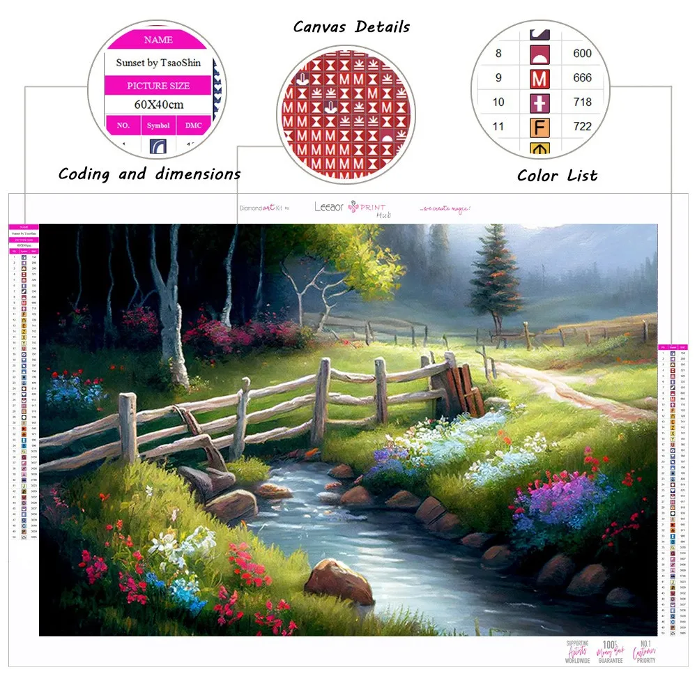 Diy Diamond Painting 5D Stream Wood Bridge Landscape Diamond Art Embroidery House Cross Stitch Mosaic Craft Decoración Hogar 그림