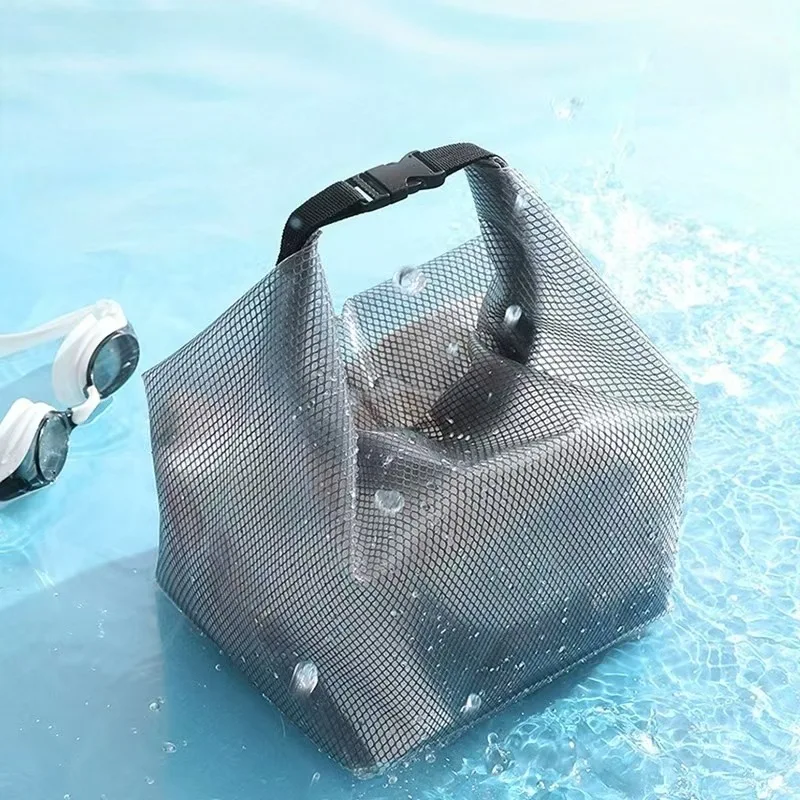 Swimming waterproof storage bag - Large capacity outdoor travel toiletry storage bag - Mesh drainage storage bag